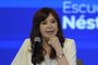 Argentina's Vice-President Cristina Fernandez de Kirchner gestures as she gives a keynote speech during the launching of the Nestor Kirchner Justicialista School (EJNK), at the Argentine Theatre in La Plata, Buenos Aires Province, on April 27, 2023. (Photo by JUAN MABROMATA / AFP)<!-- NICAID(15414726) -->