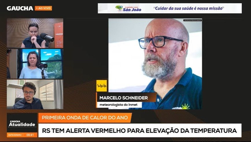 "A proje&ccedil;&atilde;o &eacute; de que beire ou at&eacute; supere os 40&deg;C", diz meteorologista do Inmet sobre onda de calor no RS