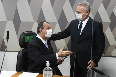 Relator e presidente da CPI da Covid, Omar Aziz e Renan Calheiros<!-- NICAID(14815904) -->