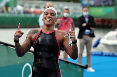 04.08.2021 - Jogos OlÃ­mpicos TÃ³quio 2020 - A atleta Ana Marcela Cunha durante a prova de maratonas aquÃ¡ticas Odaiba Marine Park em TÃ³quio. Foto: Jonne Roriz/COB<!-- NICAID(14853096) -->