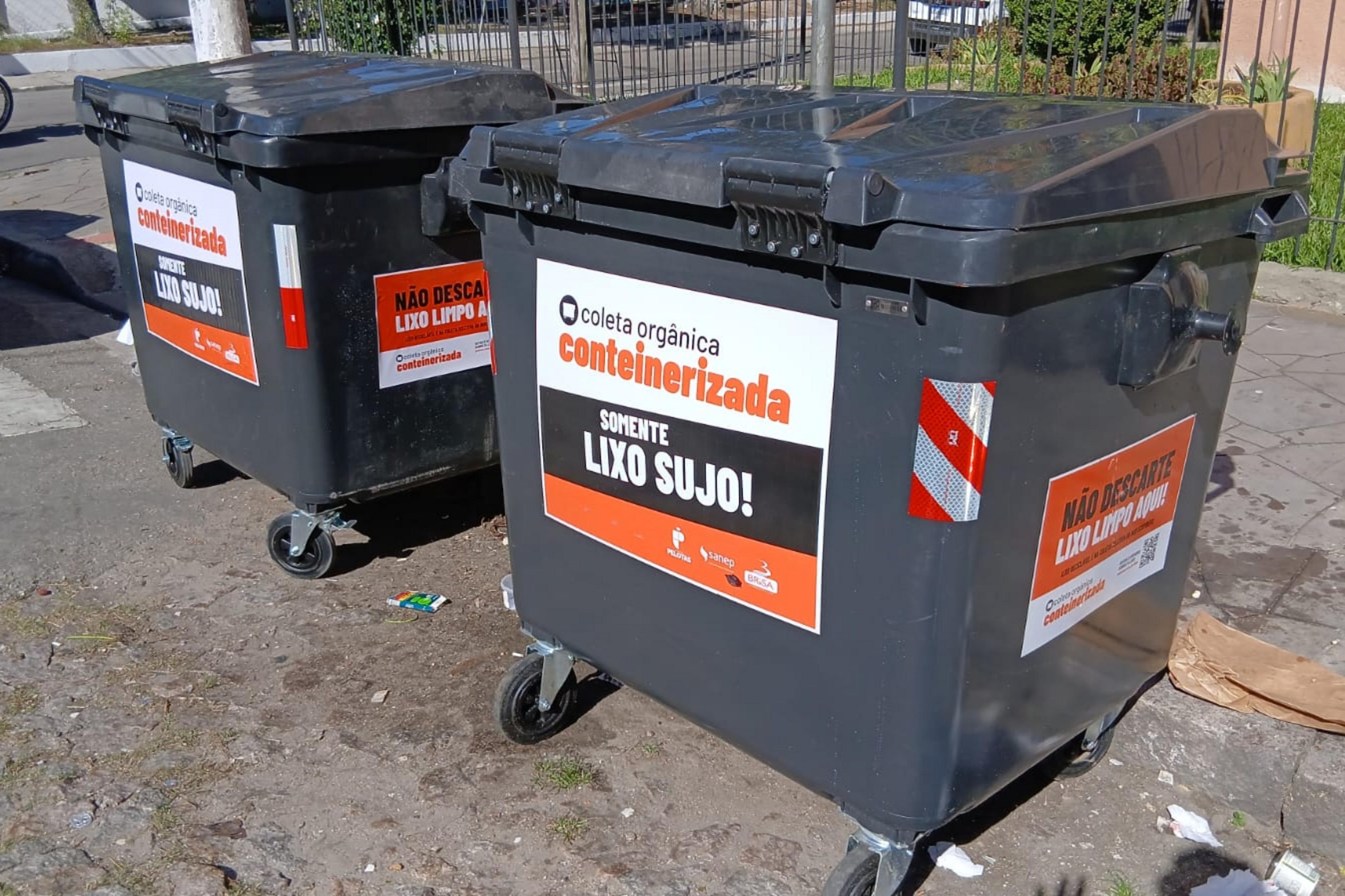 Sanep substitui e reforma cont&ecirc;ineres de lixo org&acirc;nico em Pelotas