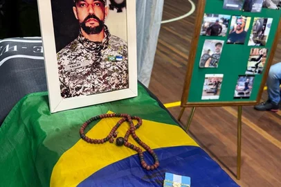 TRÊS COROAS, RS, BRASIL, 17-10-2025: Velório de soldado gaúcho que morreu na Guerra da Ucrânia. Foto: Arquivo Pessoal<!-- NICAID(16148946) -->