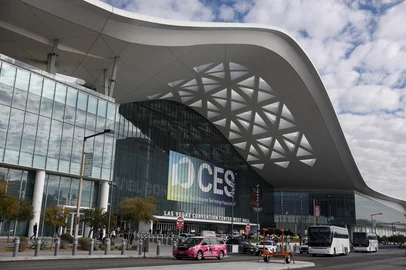 CAROLINE BREHMAN / AFP The main entrance of Las Vegas Convention Center is pictured during the annual Consumer Electronics Show (CES) in Las Vegas, Nevada, on January 7, 2026. (Photo by Caroline Brehman / AFP)<!-- NICAID(16202515) -->