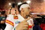 GLENDALE, ARIZONA - FEBRUARY 12: Patrick Mahomes #15 of the Kansas City Chiefs celebrates after beating the Philadelphia Eagles in Super Bowl LVII at State Farm Stadium on February 12, 2023 in Glendale, Arizona.   Christian Petersen/Getty Images/AFP (Photo by Christian Petersen / GETTY IMAGES NORTH AMERICA / Getty Images via AFP)<!-- NICAID(15348034) -->