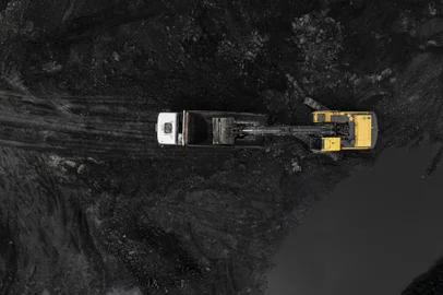 Candiota, RS, Brasil - Usina Termelétrica de Candiota (RS): mina a céu aberto onde o carvão é extraído para abastecer usina<!-- NICAID(15478353) -->