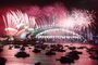 The "family fireworks", displayed three hours before midnight every year ahead of the main show at midnight, fill the sky over the Opera House in Sydney on New Year's Eve on December 31, 2022. (Photo by DAVID GRAY / AFP)<!-- NICAID(15308990) -->