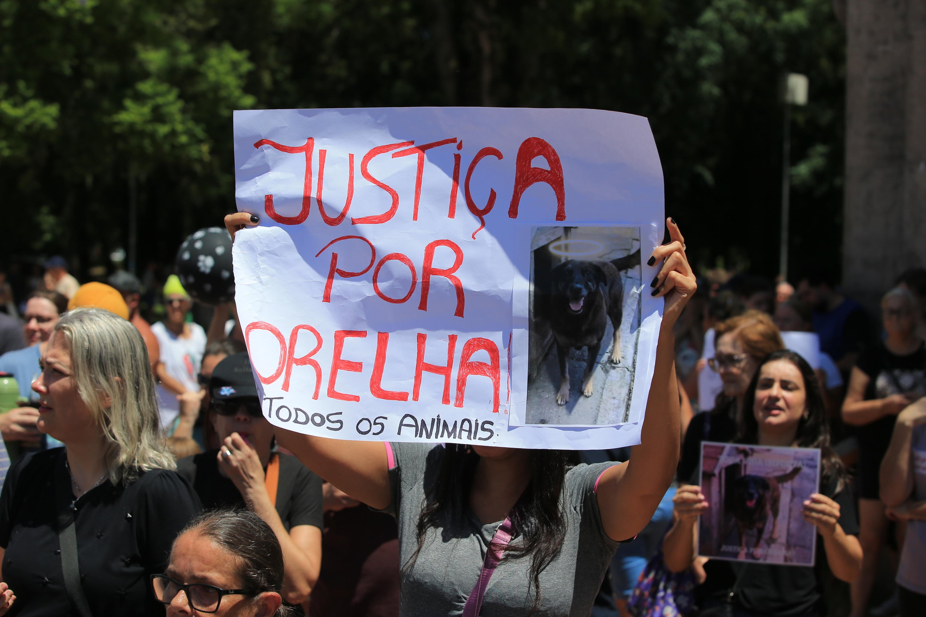 Manifestantes ocupam o Parque da Reden&ccedil;&atilde;o e pedem justi&ccedil;a pela morte do c&atilde;o Orelha