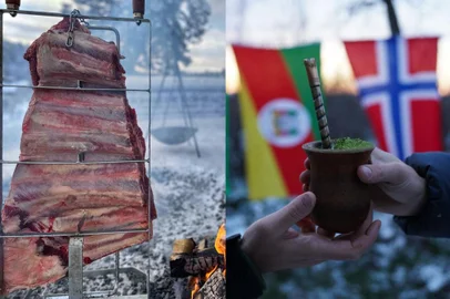 Churrasco e chimarrão em meio à neve fazem parte do Acampamento Farroupilha Mais ao Norte do Mundo<!-- NICAID(16362642) -->