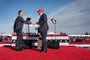 VANDALIA, OHIO - MARCH 16: Republican presidential candidate former President Donald Trump greets Ohio Republican candidate for US Senate Bernie Moreno during a rally at the Dayton International Airport on March 16, 2024 in Vandalia, Ohio. The rally was hosted by the Buckeye Values PAC.   Scott Olson/Getty Images/AFP (Photo by SCOTT OLSON / GETTY IMAGES NORTH AMERICA / Getty Images via AFP)<!-- NICAID(15708014) -->