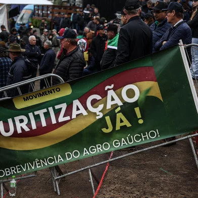 ESTEIO, RS, BRASIL, 05-09-2025: Expointer. Manifestação de produtores rurais sobre a questão do endividamento, antes da abertura oficial da Expointer. Fotos: Duda Fortes/Agência RBS<!-- NICAID(16117706) -->