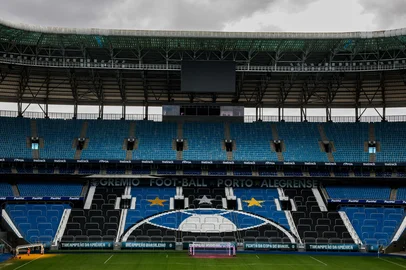 PORTO ALEGRE, RS, BRASIL, 28-05-2026: Tour na Arena do Grêmio. Vestiário, salas de controle e corredores do estádio. Foto: Renan Mattos / Agência RBS<!-- NICAID(16295475) -->