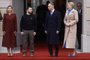 Polish President Andrzej Duda (2ndR) and his wife Agata Kornhauser-Duda (R) together with Ukrainian President Volodymyr Zelensky (C) and his wife Olena Zelenska stand during an official welcoming ceremony in front of the Presidential Palace in Warsaw, Poland, on April 5, 2023. - Ukrainian President Volodymyr Zelensky is visiting Poland, where he will meet Polish officials and speak to crowds in Warsaw's historic centre. (Photo by Wojtek Radwanski / AFP)<!-- NICAID(15394675) -->