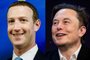 Mark Zuckerberg, CEO e fundador da Meta, empresa responsável por redes sociais como Threads,Instagram,Facebook e WhatsApp, e Elon Musk, dono do Twitter<!-- NICAID(15476552) -->