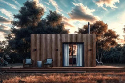 Parque Stone Land, em Pelotas, inaugura pousada de ecoturismo com 10 cabanas, Croqui de uma delas.<!-- NICAID(15985309) -->