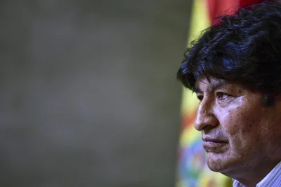 Bolivia's former President Evo Morales is seen during a press conference with the Bolivian presidential candidate for the Movement for Socialism (MAS) party, Luis Arce (out frame), in Buenos Aires, on January 27, 2020. (Photo by RONALDO SCHEMIDT / AFP)<!-- NICAID(14408027) -->