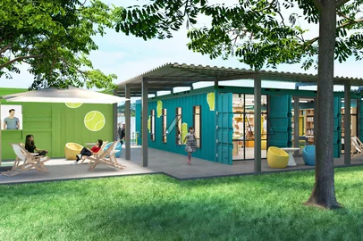 Projeto da biblioteca da Wimbelemdon, na Praça Carlos Santa Helena, em Belém Novo, Porto Alegre.<!-- NICAID(16058107) -->