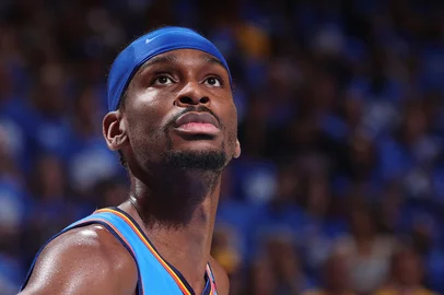 OKLAHOMA CITY, OK - JUNE 22: Shai Gilgeous-Alexander #2 of the Oklahoma City Thunder looks on during the game against the Indiana Pacers during Game Seven of the 2025 NBA Finals on June 22, 2025 at Paycom Center in Oklahoma City, Oklahoma. NOTE TO USER: User expressly acknowledges and agrees that, by downloading and or using this photograph, User is consenting to the terms and conditions of the Getty Images License Agreement. Mandatory Copyright Notice: Copyright 2025 NBAE  Nathaniel S. Butler/NBAE via Getty Images/AFP (Photo by Nathaniel S. Butler / NBAE / Getty Images / Getty Images via AFP)<!-- NICAID(16070903) -->
