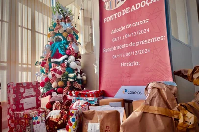 Em clima de Natal, a agência dos Correios do bairro Moinhos de Vento, em Porto Alegre, está recebendo os presentes dos voluntários que adotaram cartinhas escritas pelas crianças com seus pedidos ao Bom Velhinho. Patins, skates, bonecas, bolas e material escolar fazem parte dos desejos, que vêm acompanhados de desenhos.<!-- NICAID(15921061) -->
