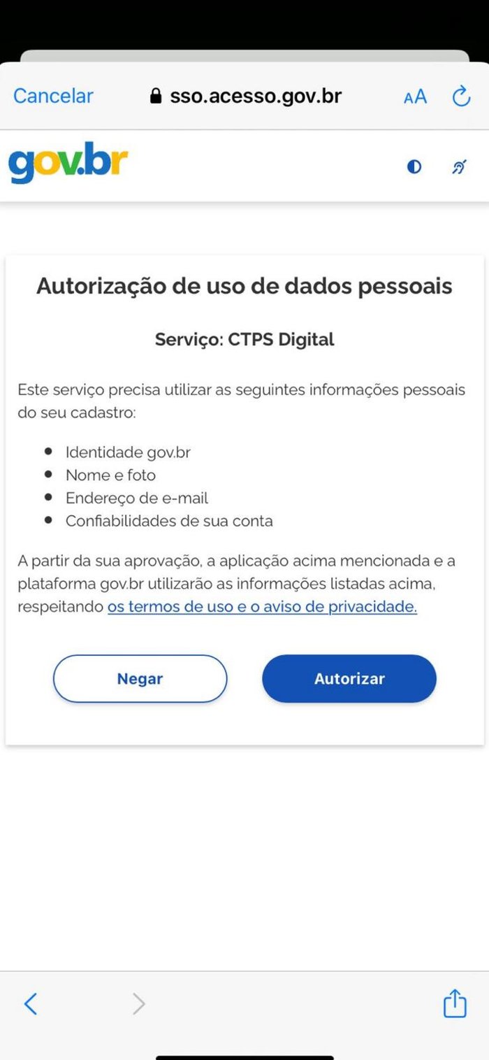 Carteira de Trabalho Digital / Reprodução Carteira de Trabalho Digital / Reprodução