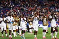 Haiti players acknowledge the crowd after losing the 2026 World Cup Group C football match between Haiti and Scotland at the Boston Stadium in Foxborough on June 13, 2026. (Photo by FRANCK FIFE / AFP)<!-- NICAID(16306286) -->