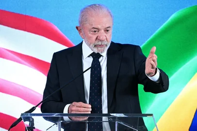Brazilian President Luiz Inacio Lula da Silva speaks during a press conference at the Brazilian Embassy after his White House meeting with US President Donald Trump in Washington, DC on May 7, 2026. President Trump hailed talks at the White House with "very dynamic" Brazilian counterpart Luiz Inacio Lula da Silva on Thursday, saying his meeting with his ideological opposite focused on tariffs. (Photo by SAUL LOEB / AFP)<!-- NICAID(16280875) -->