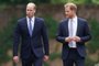Britain's Prince William, Duke of Cambridge (L) and Britain's Prince Harry, Duke of Sussex arrive for the unveiling of a statue of their mother, Princess Diana at The Sunken Garden in Kensington Palace, London on July 1, 2021, which would have been her 60th birthday. - Princes William and Harry set aside their differences on Thursday to unveil a new statue of their mother, Princess Diana, on what would have been her 60th birthday. (Photo by Yui Mok / POOL / AFP)<!-- NICAID(14822982) -->