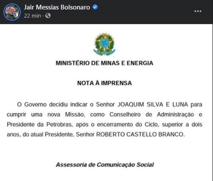 Reprodução / Facebook Reprodução / Facebook