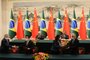 Chinese President Xi Jinping (top R) and Brazil's President Luiz Inacio Lula da Silva (top L) attend a signing ceremony at the Great Hall of the People in Beijing on April 14, 2023. (Photo by Ken Ishii / POOL / AFP)Editoria: POLLocal: BeijingIndexador: KEN ISHIISecao: diplomacyFonte: POOLFotógrafo: STR<!-- NICAID(15402537) -->