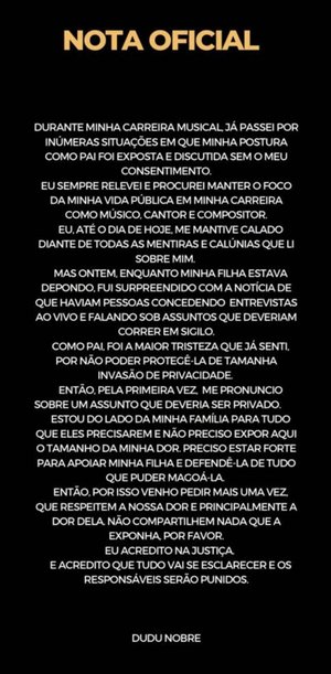 Reprodução / Instagram @dudunobresamba Reprodução / Instagram @dudunobresamba