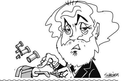 Jornalista Aparício Torelly (o famoso Barão de Itararé), em caricatura de Schröder no livro “Entrevistas póstumas – Eles deixaram as respostas, nós fizemos as perguntas”, da ARI.<!-- NICAID(15576508) -->