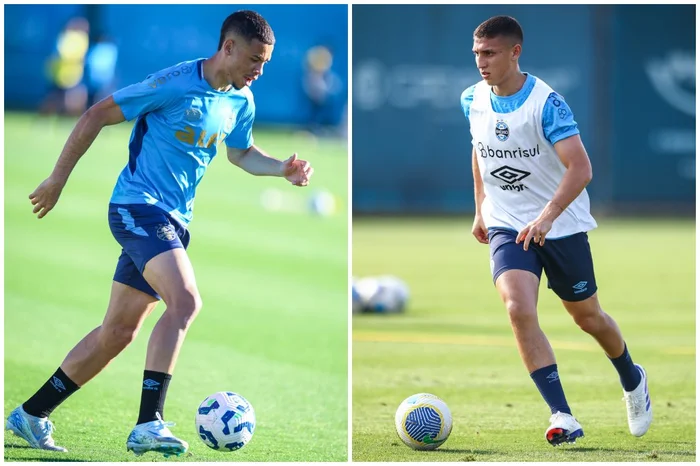 Montagem sobre fotos de Lucas Uebel / Grêmio, Divulgação