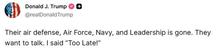 Reprodução / Truth Social: @DonaldTrump