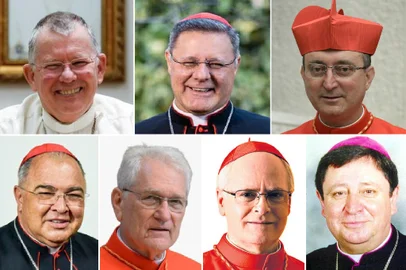 Cardeais brasileiros: dom Jaime Spengler, dom Paulo Cezar Costa, dom Sergio da Rocha, dom Orani João Tempesta, dom Leonardo Ulrich Steiner, dom Odilo Pedro Scherer e dom João Braz de Aviz