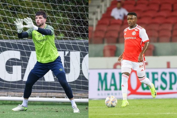 Montagem sobre fotos / Lucas Uebel/Grêmio/Divulgação e Ricardo Duarte/Inter/Divulgação