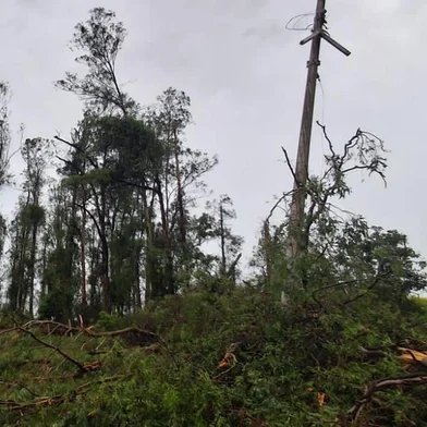 Temporal derruba torres e deixa mais de 50 mil pessoas sem luz em 11 municípios do Centro do Estado. - Prefeitura de Santiago/Divulgação<!-- NICAID(15629524) -->