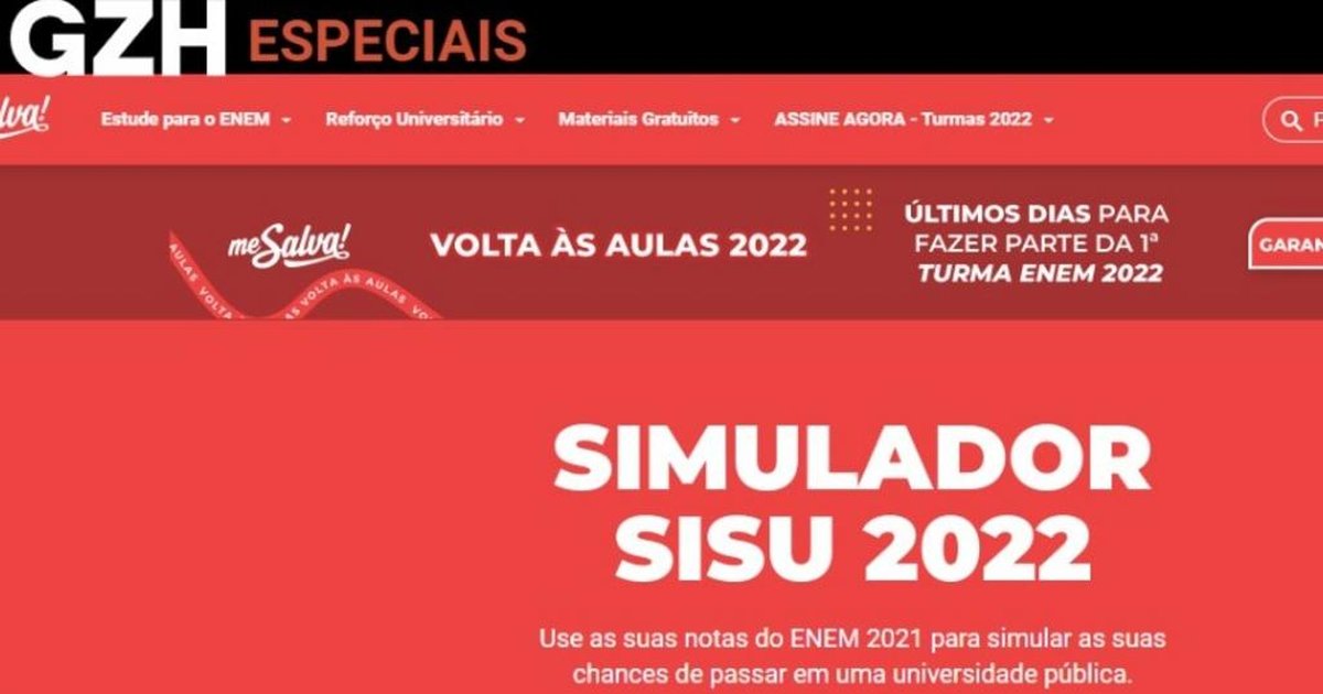 Simulador Sisu 2022: confira suas chances de aprovação em universidades  públicas do Brasil