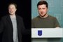 Elon Musk é um empresário e bilionário norte-americano, dono da empresa Tesla.Volodymyr Zelenesky é o presidente da Ucrânia.<!-- NICAID(15226017) -->