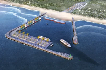 Projeto do Porto Meridional, em Arroio do Sal, no Litoral Norte, elaborado pela DTA Engenharia Portuária e Ambiental.<!-- NICAID(14859581) -->