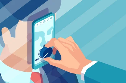 Crop man muting voice of person through phoneConcept design of crop politician muting volume of man in smartphone due to censorshipFonte: 236309020<!-- NICAID(15065866) -->