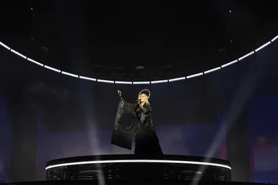 LONDON, ENGLAND - OCTOBER 14: (Exclusive Coverage) Madonna performs during opening night of The Celebration Tour at The O2 Arena on October 14, 2023 in London, England. (Photo by Kevin Mazur/WireImage for Live Nation)<!-- NICAID(15751608) -->