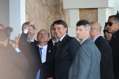 BENTO GONÇALVES, RS, BRASIL (05/12/2019)Anúncio de repases para área da Daúde no Rio Grande do Sul com a presença de líderes do estado. na foto, Presidente jair Bolsonaro. (Antonio Valiente/Agência RBS)<!-- NICAID(14348996) -->