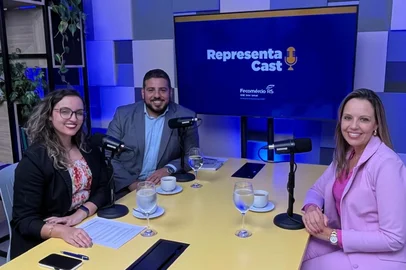 Gravação do primeiro episódio do podcast Representa Cast, com deputada Delegada Nadine Anflor (PSDB)<!-- NICAID(16041058) -->