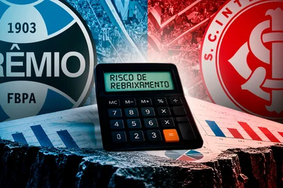 Richardson Soares,com apoio de ferramentas de inteligência artificial / Grupo RBS Arte para matéria sobre o risco de rebaixamento para Grêmio e Inter<!-- NICAID(16383628) -->