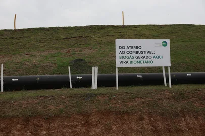 André Ávila / Agencia RBS MINAS DO LEÃO, RS, BRASIL, 15-09-2025: É inaugurada primeira planta de produção de biometano localizada em um aterro sanitário no RS. Com a presença de autoridades, a abertura da unidade aconteceu na cidade de Minas do Leão. Foto: André Ávila/Agência RBS<!-- NICAID(16124869) -->
