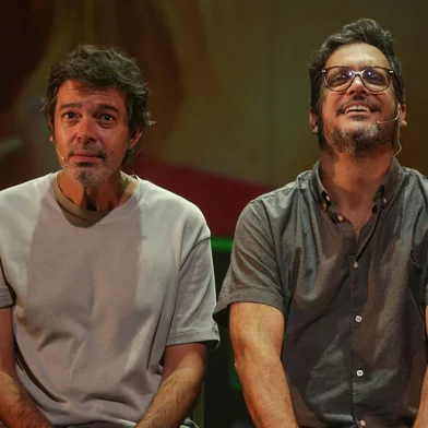 sao paulo - 28.02.2024 - teatro porto - ensaio da peca gostava mais dos pais com bruno mazzeo e lucio mauro filho - fotos francio de holanda<!-- NICAID(15998922) -->