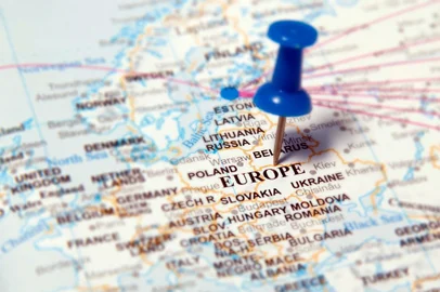 Mapa que ilustra o continente europeu<!-- NICAID(15404590) -->
