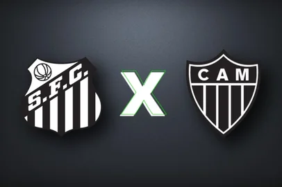 Arte GZH futebol, santos, atlético-mg, escudos