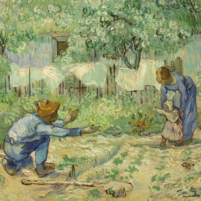 Primeiros Passos, Depois de Millet. Pintura de Vincent Van Gogh (1890)<!-- NICAID(16093697) -->