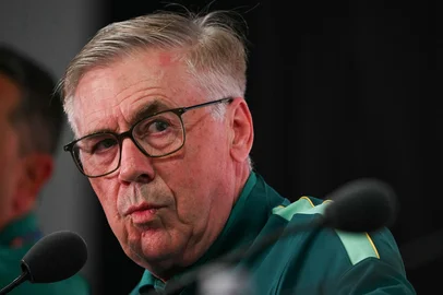 MAURO PIMENTEL / AFP Brazil's Italian head coach Carlo Ancelotti gestures during a press conference at the New York/New Jersey Stadium in East Rutherford on June 12, 2026, on the eve of the 2026 World Cup football match between Brazil and Morocco. (Photo by Mauro PIMENTEL / AFP)<!-- NICAID(16305426) -->
