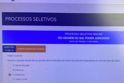 Prova do TJ com pergunta da Madonna<!-- NICAID(15817395) -->